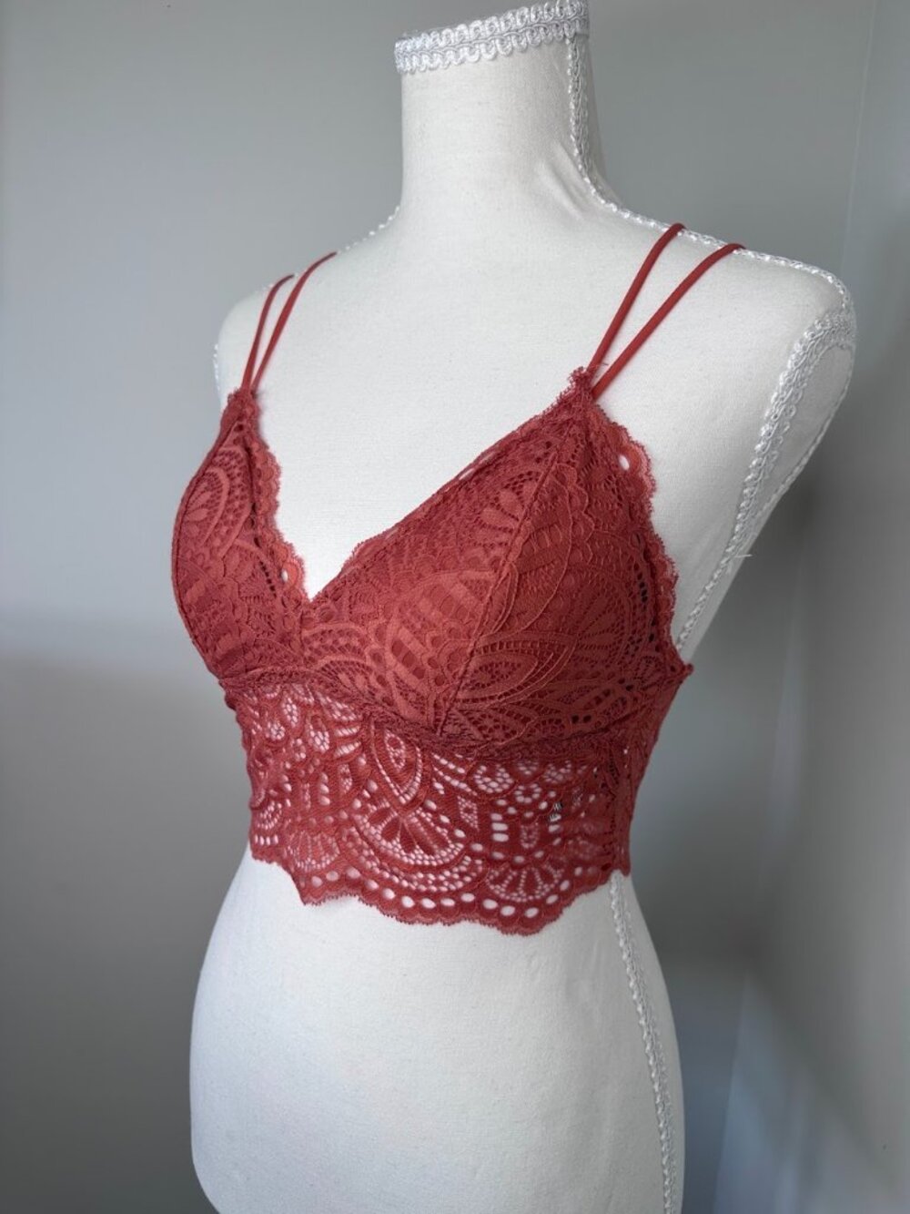 Aéropostale Coral Pink Lace Longline Bralette | S/P
